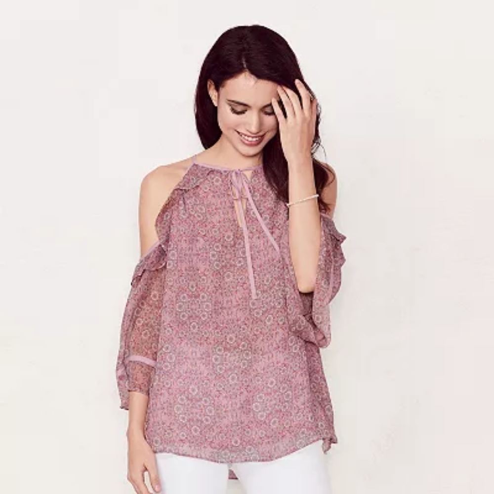 LC Loran conrad cold shoulder blouse womens size small